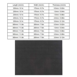 Carbon Fibre Board, Carbon Fibre Panels 0.5 mm, 1 mm, 1.5 mm, 2 mm, 3 mm Thick, Plain Weave, Glossy Carbon Fibre Board (200 x 300 x 1.0 mm)
