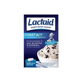 Lactaid Fast Act Lactose Intolerance Caplets, 120 Count Prevention of Gas Bloating Diarrhea Largest Bulk Size