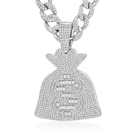 EDINGM Cuban Link Chain for Men, Miami Mens Silver Gold Plated Bling Necklace Diamond Chain for Men Iced Out Hip Hop Jewelry