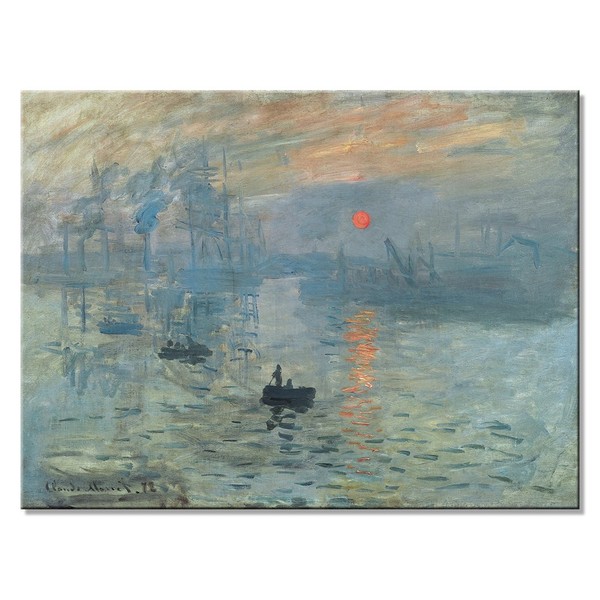 Wieco Art Impression Sunrise Canvas Prints Wall Art of Claude Monet Famous Oil Paintings Reproduction Seascape Ocean Sea Beach Pictures for Home Decorations Modern Stretched and Framed Giclee Artwork