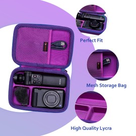 XANAD Hard Case for Sony ZV-1F / ZV-1 / ZV-1 II Digital Camera Fits Vlogger Accessory Kit Tripod and Microphone - Travel Protective Carrying Storage Bag Purple