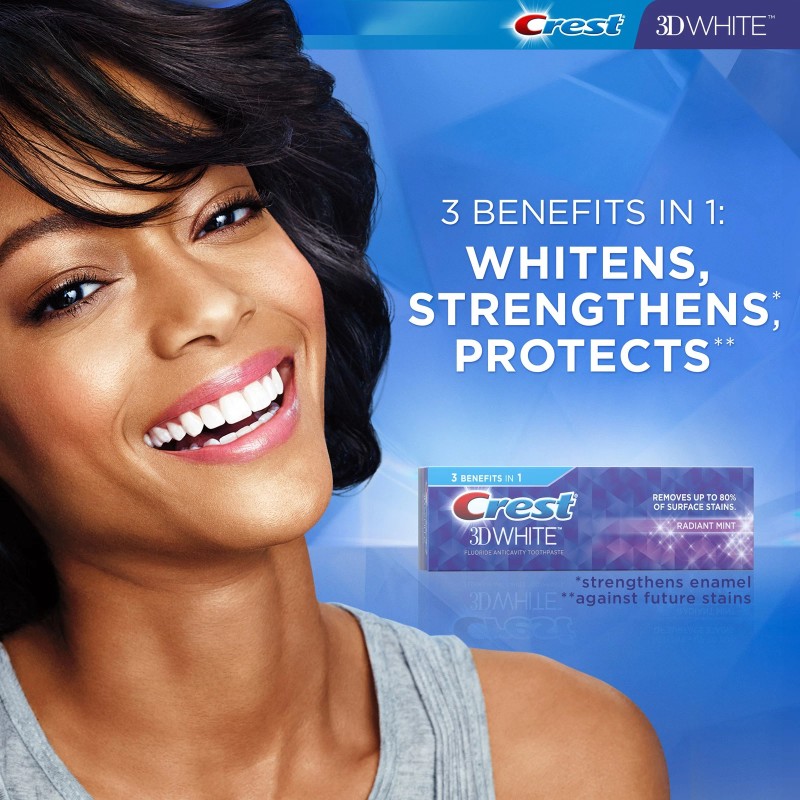 Crest 3D White Radiant Mint Whitening Toothpaste Pack of 2