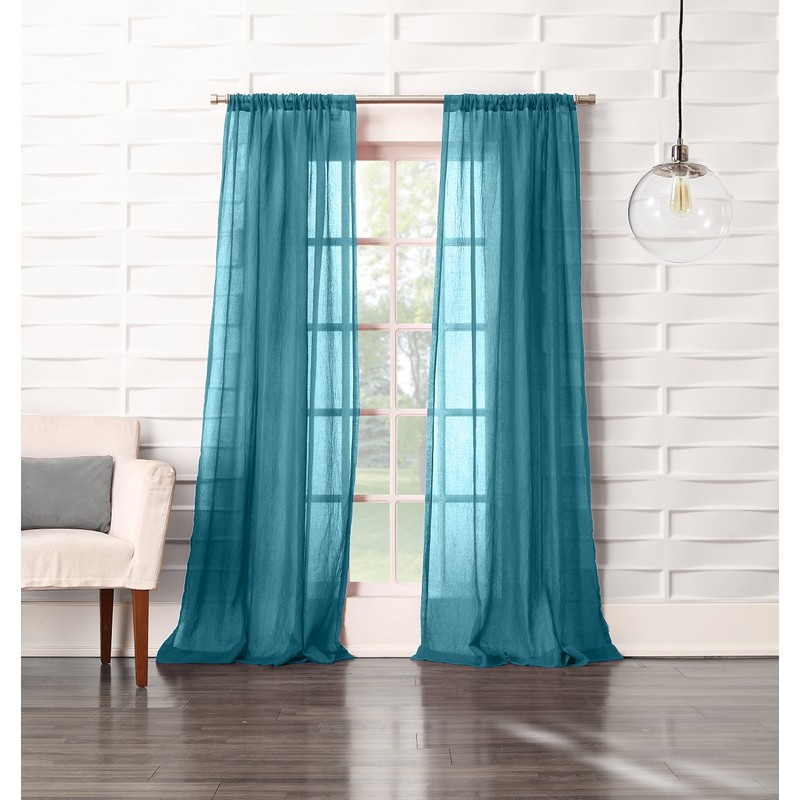 No. 918 Tayla Crushed Texture Semi-Sheer Rod Pocket Curtain Panel,
