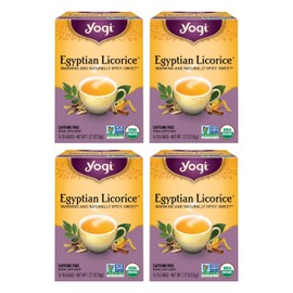 Yogi Yogi Tea Egyptian Licorice Tea - 16 Tea Bags per Pack (4 Packs) - Organic Licorice Tea Bags - Includes Licorice Root, Cinnamon Bark, Orange Peel, Ginger Root, Cardamom Pod & More