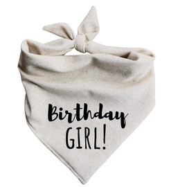 Dog Bandana Birthday Girl Barkday Party Gift Attire Oatmeal Beige Natural tan Female (X-Large)