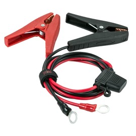 YCIND Battery Alligator Clips Clamp Clip-on to Ring 3/8" Ring Eyelet Terminal Boost Cable Heavy Duty 30A Fuse 12V/24V 12AWG Cord 3Ft