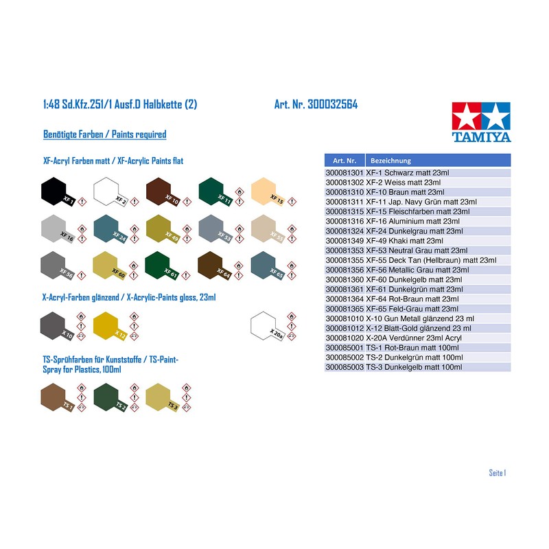 Tamiya 32564 1/48 Mtl.SPW. Sd.Kfz 251/1 Ausf.D