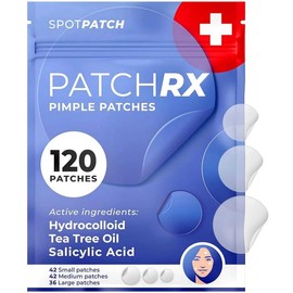 PatchRx Pimple Patches for Acne – Hydrocolloid Spot Treatment with Hydrocolloid, Tea Tree Oil & Salicylic Acid – Acne Patches for Face, Zit Stickers for All Skin Types, Fast Healing Blemish Dots:_Salicylic 120 pk