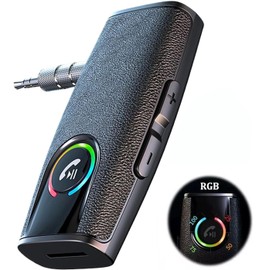 DOMOKO Receptor Bluetooth 5.3 Adapter Auto, Bluetooth Receptor de Música Audio Estéreo, Receptor Auxiliar Bluetooth Aux 3.5 Auto Coche Manos Libres, Sonido Llamar Micrófono Incorporado