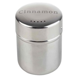 TableCraft 11050 Cinnamon Shaker, 6 oz., Stainless Steel Dredge with "Cinnamon" Imprint, Mirror Finish, Dishwasher Safe, Home, Café, Foodservice & Coffee Bar Use