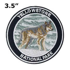 Yellowstone National Park Wolf 3.5" Embroidered Patch DIY Iron or Sew-on Decorative Vacation Travel Souvenir Applique Wander Nature Wildlife Hike Trek Camping Explore Mountains Stars Moon Bear River9