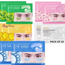 Korean Hydrogel Under Eye Patches (set of 10), Collagen & Hyaluronic Acid, Hydrating, Cooling, Smoothing Under Gel Patches, Helps Refresh Tired Looking Eyes, Daily Skincare for All Skin