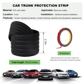 JUSTTOP Car Rear Bumper Protector Guard, Anti-Scratch Anti-Collision Rubber Trunk Door Entry Guards, Universal Bumper Protector Tape for Most Cars Trucks SUVs, Car Accessories (Black)