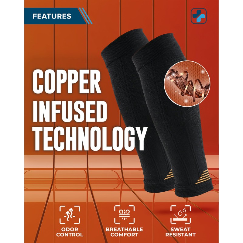 Doctor's Select 2 Pairs Copper Calf Compression Sleeves for Women