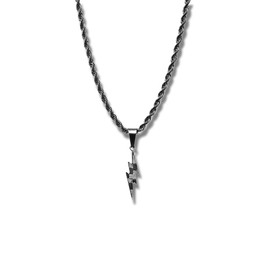CRBNCNCPT® Chain with Carbon Lightning Pendant | Black Stainless Steel Chain | Rope Chain | Elegant Men's Necklace | Carbon Lightning | Men's Jewellery, Carbon fibre, Carbon, fibre