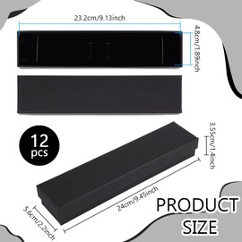 BENECREAT Pack of 12 Black Jewellery Gift Boxes, 24 x 5.6 x 3.55 cm Rectangular Cardboard Jewellery Case with Velvet Inside for Wedding, Birthday Party, Graduation, Anniversary