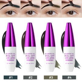 Easy Peel-Off Eyebrow Gel, Waterproof Tattoo Eyebrow Gel Easy Peel Off, Eye brow Tattoo for All Skin Types (Gray Brown)