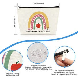 Paraprofessional Gifts for Women Para Makeup Bag Paraprofessional Appreciation Gifts Zipper Cosmetic Bag Pouch Teacher's Week Graduation Gifts for Her Paraeducator Counselor Teaching Assistant Gifts