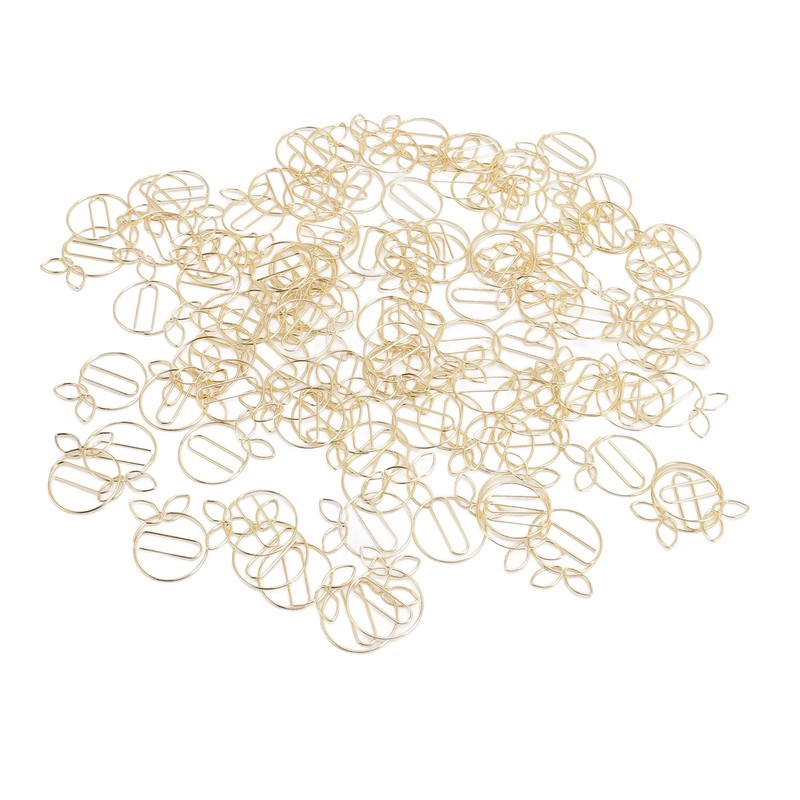 100Pcs Gold Paper Clips Cute Shape Stainless Steel Multifunction Metal