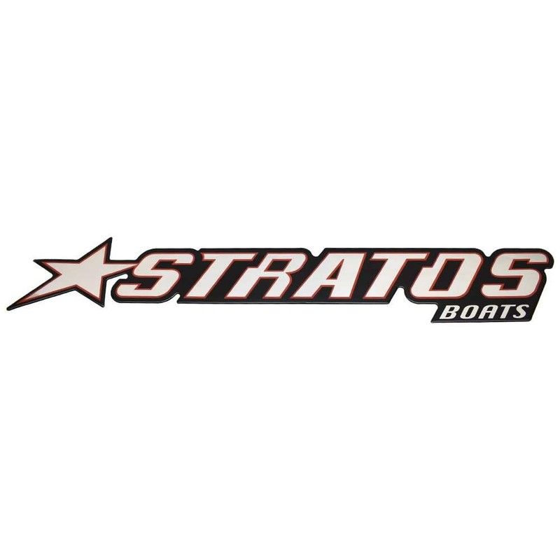 Stratos Boat Raised Logo Decal Emblem 7D099 | Mirrored Silver