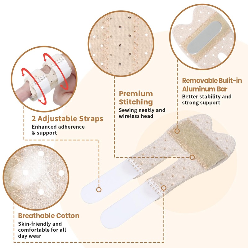 Wisesso Trigger Thumb Splints, Finger Splint for Broken/Straightening/Arthritis, Breathable Thumb