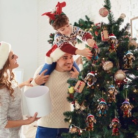 Dachshund Christmas Tree Decorations, Pack of 9 Christmas Tree Pendants, Dachshund Decoration, Christmas, Miniature Christmas Tree Decoration, Dog Christmas Decoration for Christmas Tree Decoration,