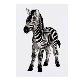 'Zebra Foal' Temporary Tattoo - Water Resistant, Skin-Safe, Non-Toxic Transfer (TO00085003)