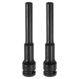 QUARKZMAN Pack of 2 Deep Thin Wall Impact Wrench Socket 8 mm Metric 6 Point Socket 1/2 Inch Square Drive 5 Inch Long CR-V Steel Industrial Quality Spindle Axle Nut Socket, Black