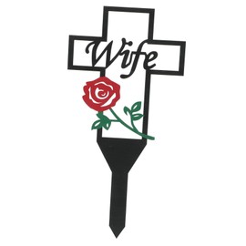 Kisangel Cemetery Memorial Cross Stake Durable Metal Grave Cross Garden Decor for Wife Lightweight Cemetery Decoration for Lawn Courtyard and Graves Sturdy Easy to Install Garden Stake