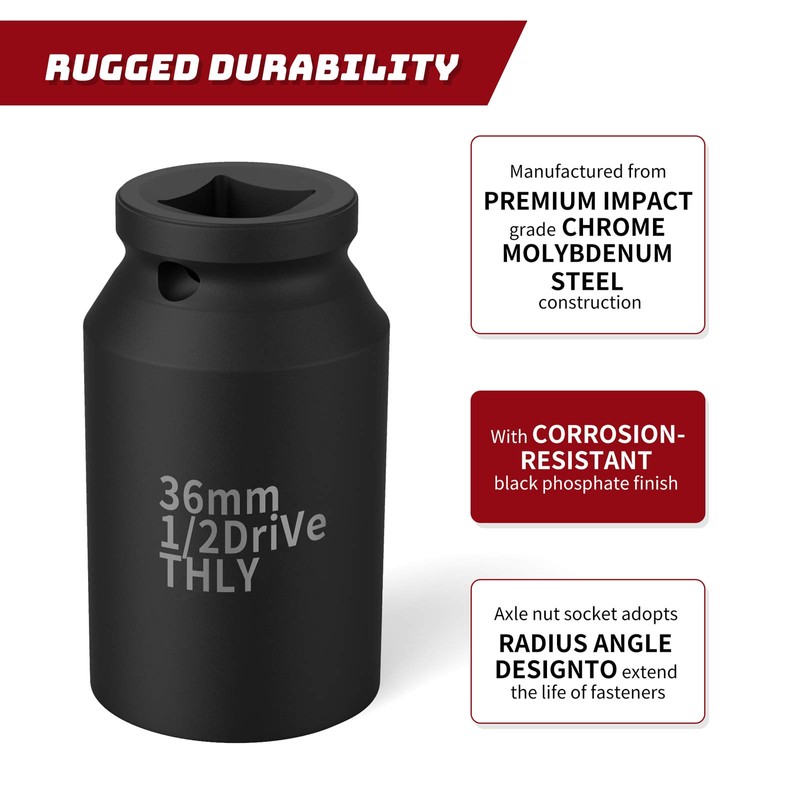 36MM 1/2" Drive Deep, Axle Nut 1/2" Impact Meter Hub