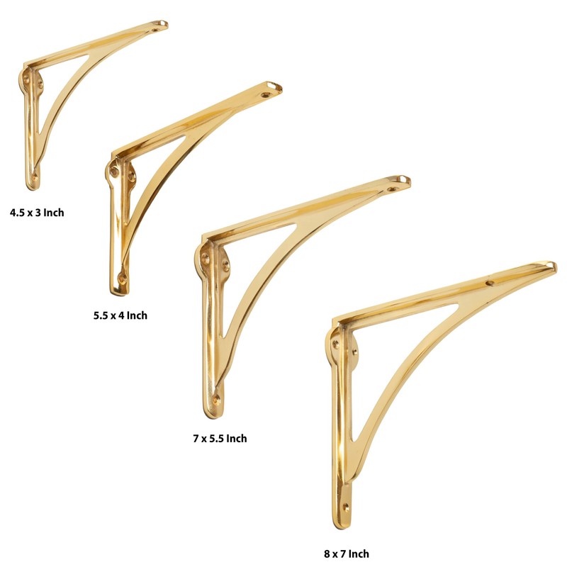 EDUWURXS Ironbridge Brass-Plated Shelf Brackets | Heavy Duty Wall Brackets