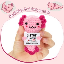 Weming Weming Sisters Gifts from Sister, Crochet Axolotl Gifts for Bestie BFF & Little Sister in Law on Birthday & Christmas Stocking Stuffers, I Love You to My Big Sister