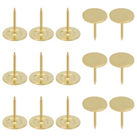 LOUZAGO 100 Pcs Thumb Tacks, Gold Upholstery Tacks Flat Head Push Pins, Decoration Thumb Pushpins Nails (Gold, 16mmx20mm)