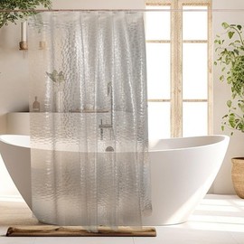 CAPASTEC 1 Set Shower Curtain with 3 Weight Magnet, Bath Curtain 180 x 200 cm Waterproof EVA Shower Curtain with 12 Shower Curtain Rings for Bathroom, Bathtub, Shower Cubicle, Clear