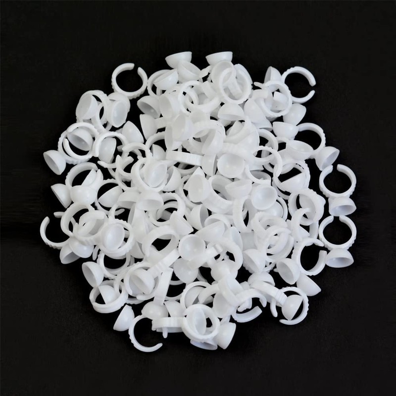100 Pieces Lash Glue Holder Rings Cups Pigment Rings False