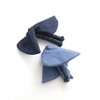 VINGTAINE H-675-BL Denim Cloth Ribbon Banana Clip Hair Accessories, Simple,