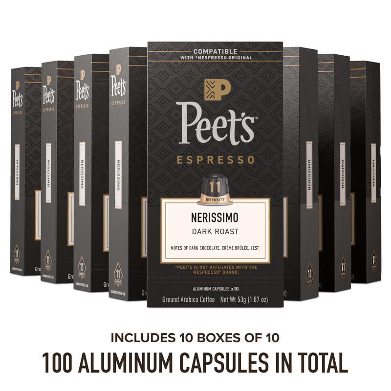 Peet's Coffee, Dark Roast Espresso Capsules, Compatible with Nespresso Original