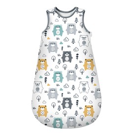 Mosebears Baby sleeping bag for summer spring,animal cartoon washable blanket 1.0 tog for baby,sleeping bag without sleeves(Bear,M(6-12 moths))