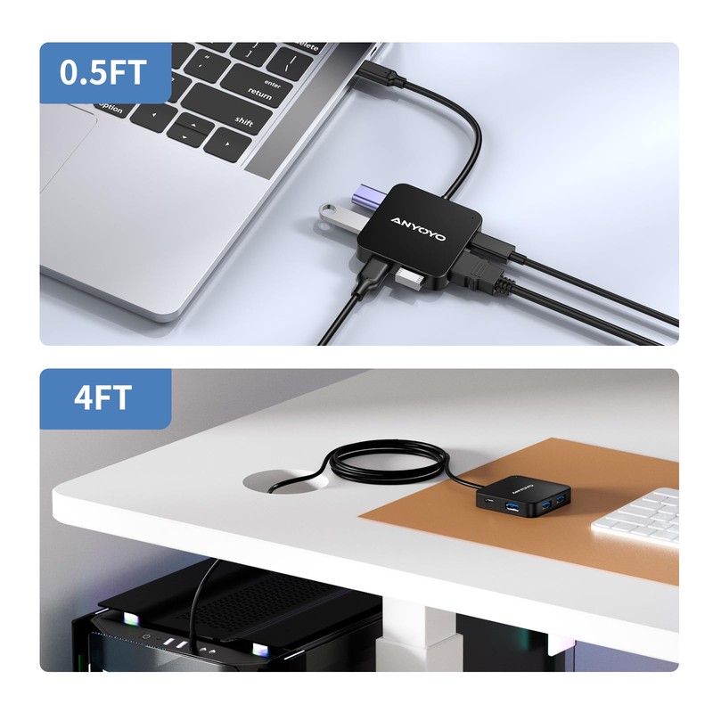 ANYOYO 6-IN-1 USB Hub Type-C 100W PD Fast Charging 4K30Hz
