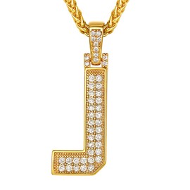 Richsteel Gold J Chain Necklace for Women Bling Letter Pendant with Initial Mens Jewellery