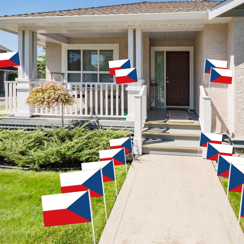 BigTree Czech Mini Waving Flags (50pcs, 21x14cm, Red and White)