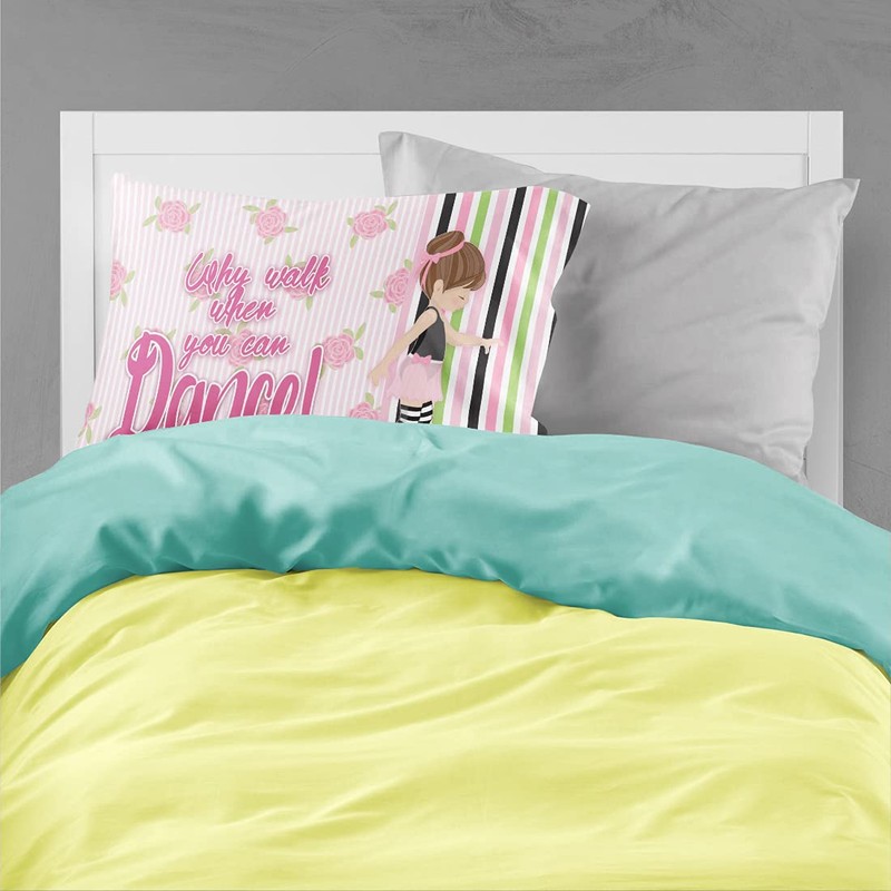 Caroline's Treasures BB5401PILLOWCASE Ballet Dance Stripes Brunette Fabric Standard Pillowcase,