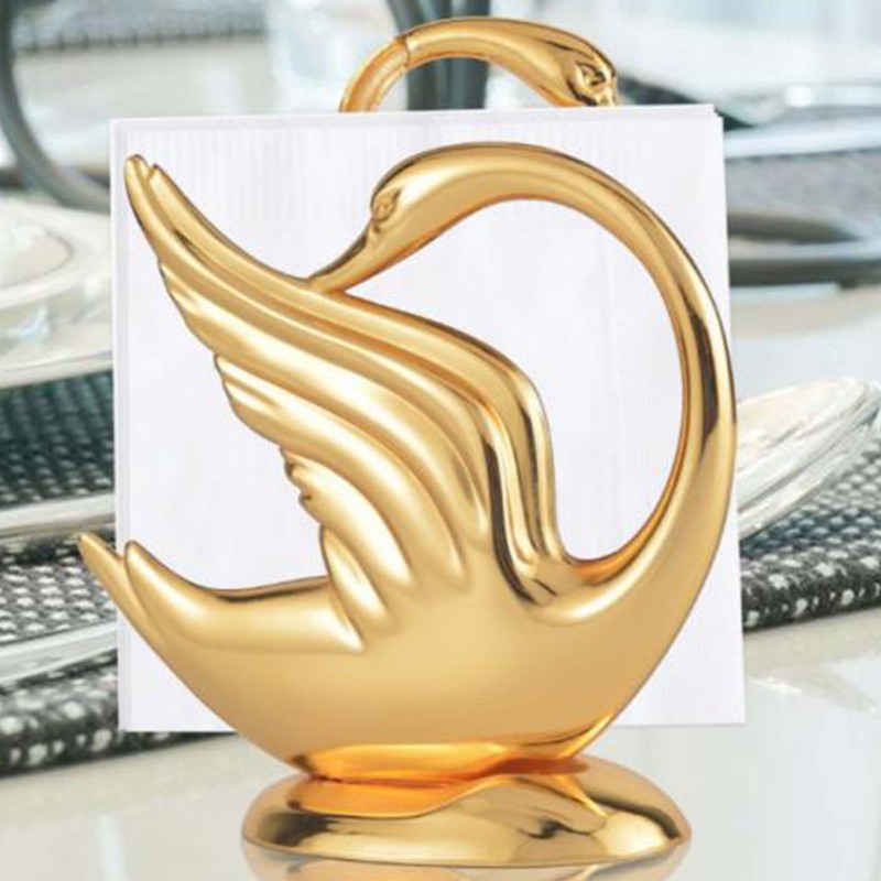 Gold Napkin Holder Elegant Modern Tissue Dispenser Stand Zinc Alloy