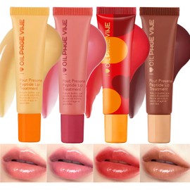 Bálsamo Labial De 4 Colores Mascarilla Hidratante Y Bálsamo Labial Para Humectación Brillo E Hidratación Instantáneos Para Un Toque De Color...       