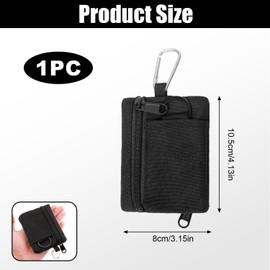 Molle Bag Small, Mini Bag, EDC Bag Pouch with Carabiner, Mini Wallet Men's Belt Bag for Camping, Hiking, Cycling, Black (10.5 x 8 x 1.5 cm), black, Camping Hiking Cycling