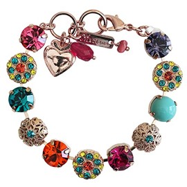 Mariana Rose Goldtone Poppy Filigree Floral Statement Crystal Bracelet, Multi Colorful Rainbow 4213 1909rg