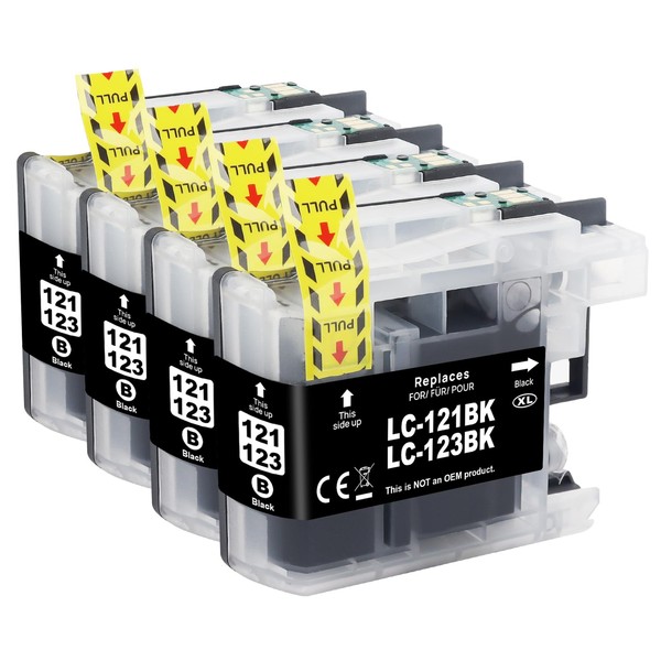 4 x LC123XL Ink Cartridges LC123 Colour Compatible with Brother