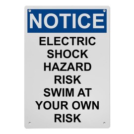 OSHA Electric Shock Hazard Risk Swim Sign, 8.5 x 11 in" OSHA Compliant Swimming Pool Sign, Weatherproof Plastic, UV resistant & Easy-to-Read Signage