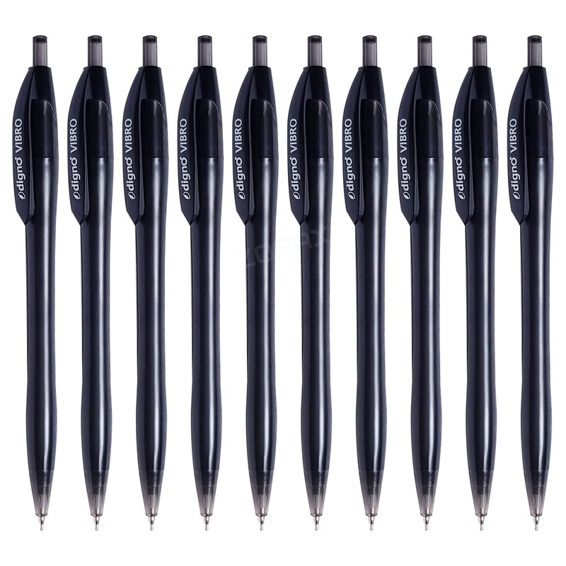 DIGNO Vibro Retractable Ballpoint Pens, BLACK, Fine Point (0.7mm), Pack