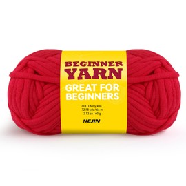 60g Cherry Red Yarn for Crocheting and Knitting;66m (72yds) Cotton Yarn for Beginners with Easy-to-See Stitches;Worsted-Weight Medium #4;Cotton-Nylon Blend Yarn for Beginners Crochet Kit Making